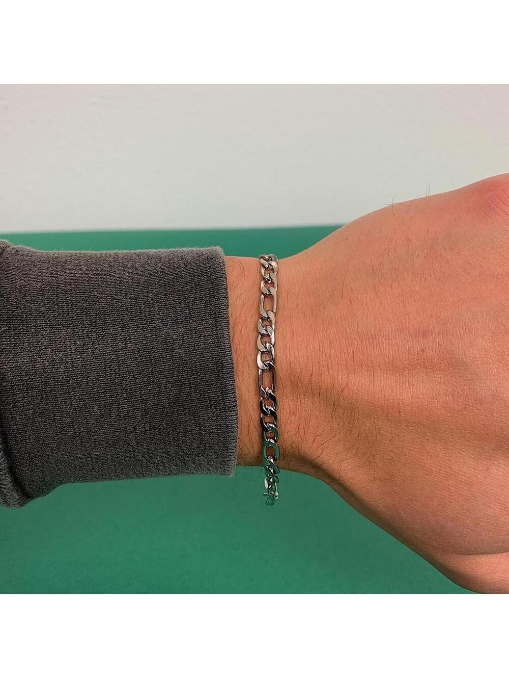 Cyber Vintage y2k 2000s style Figaro Sterling Silver grunge punk Bracelet. 8